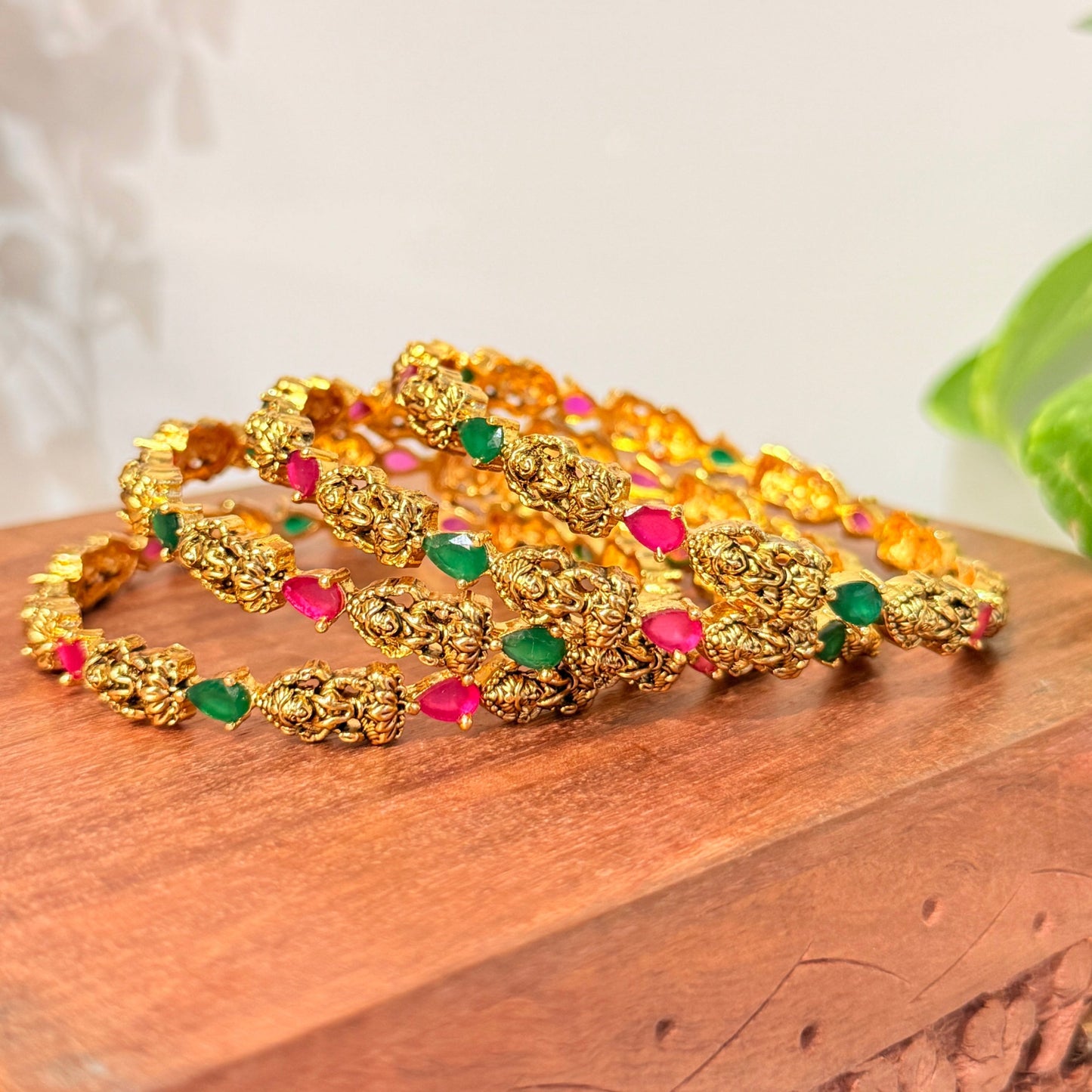 Lakshmi Drop Stone Bangle - 4 Pcs