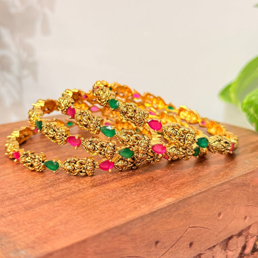 Lakshmi Drop Stone Bangle - 4 Pcs