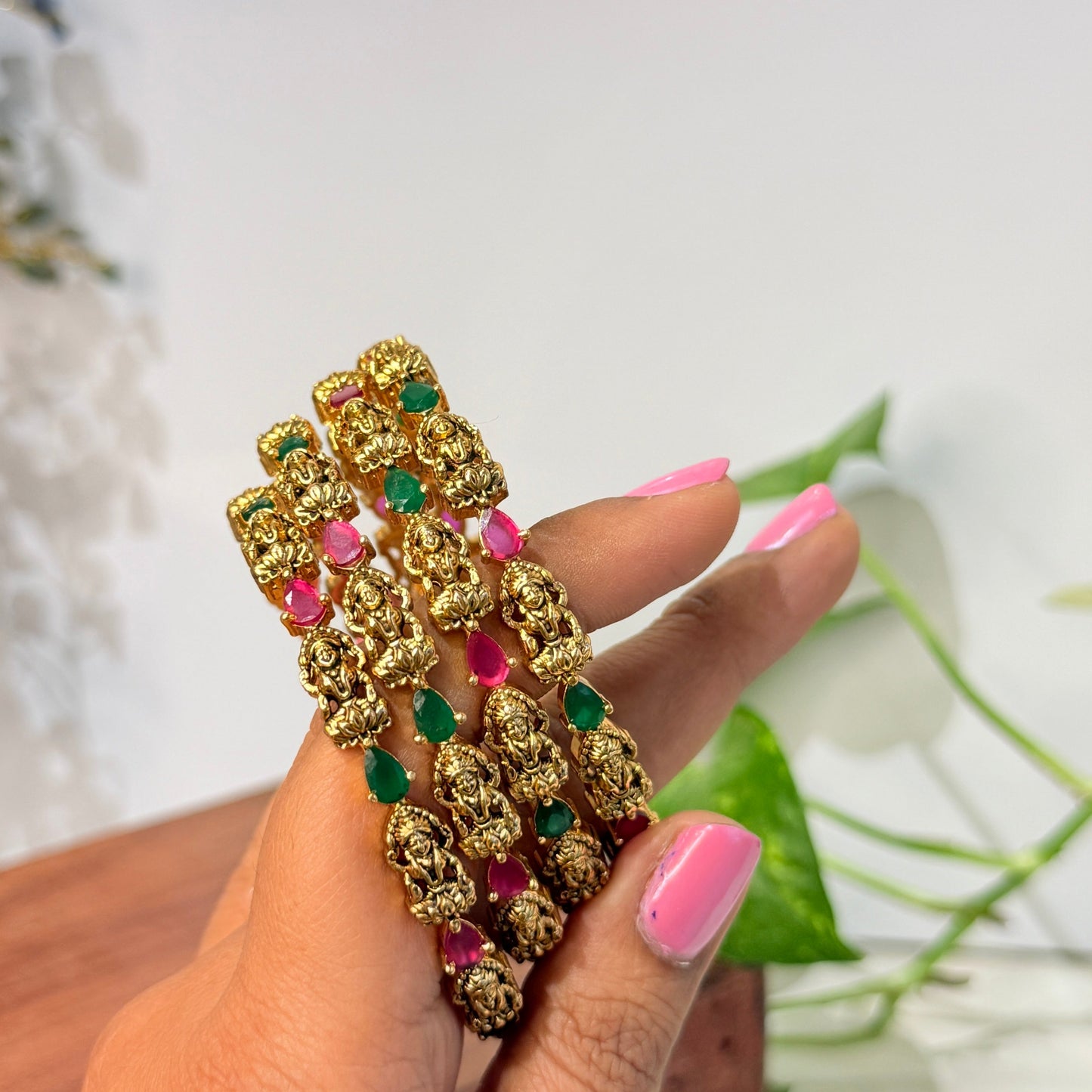 Lakshmi Drop Stone Bangle - 4 Pcs