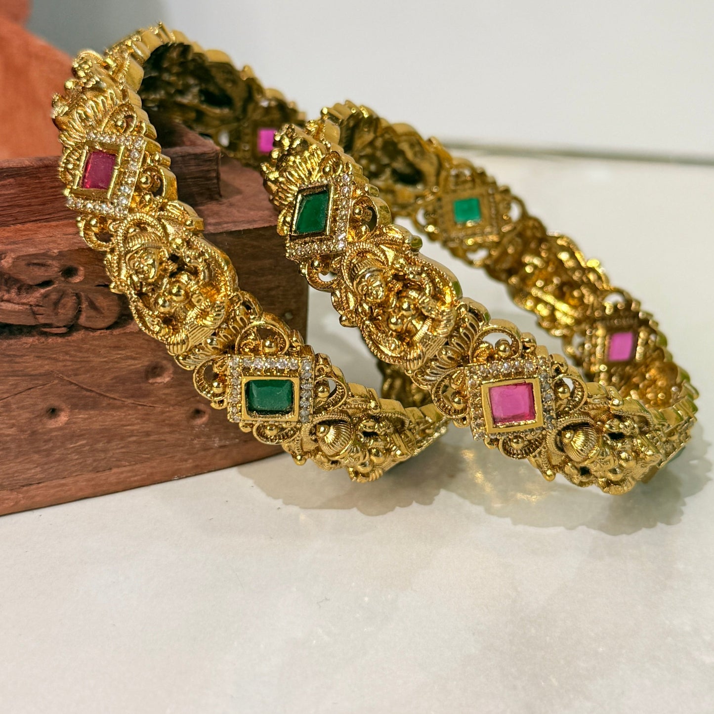 Lakshmi Broad Bangle With Square Stone