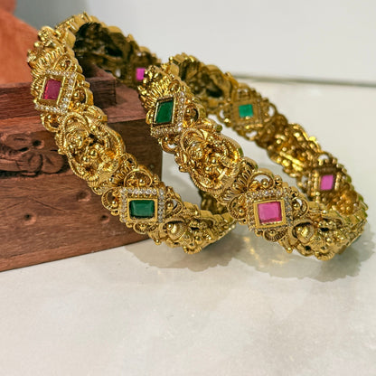 Lakshmi Broad Bangle With Square Stone