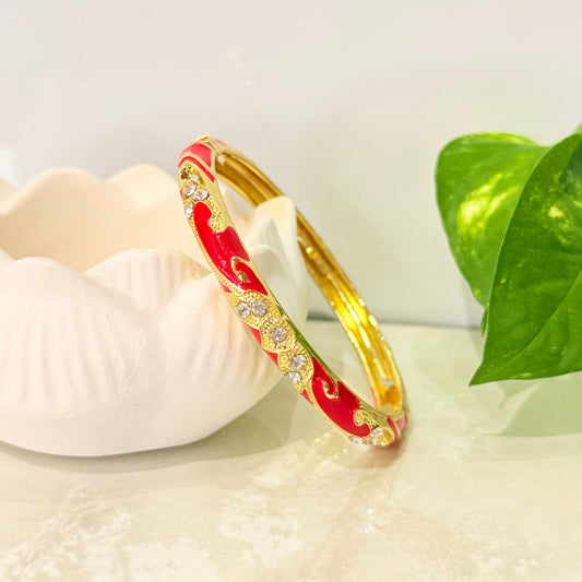 Esha Enamel Meenakari Kada - Red