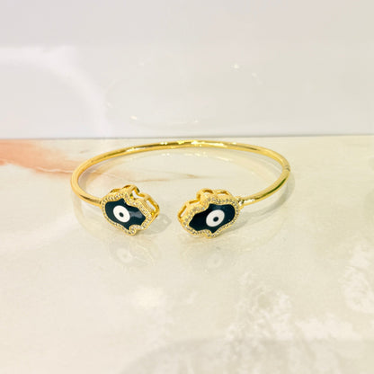Black Evil Eye With Diamond Anti Tarnish Bracelet