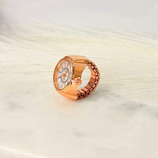 Rosegold Ring watch - White Dial