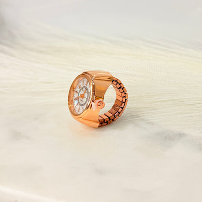Rosegold Ring watch - White Dial