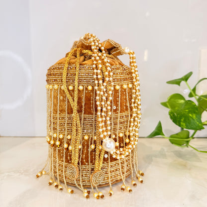 Noor Potli Bag - Golden