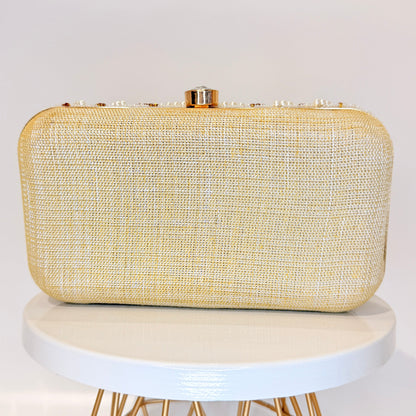 Anara White & Golen Tassel Clutch
