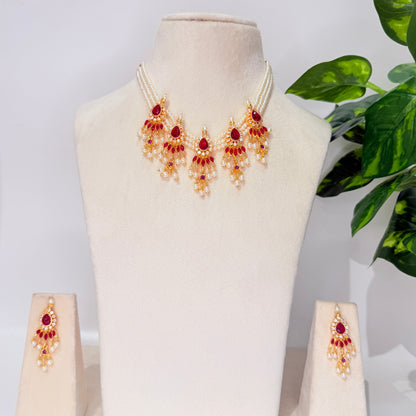 Pankhudi Chinchpeti Necklace - Rani Pink