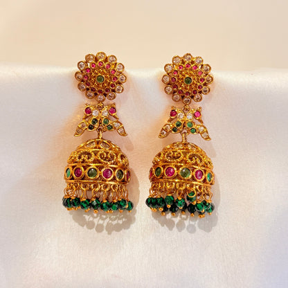 Lavanya Peacock Multicolour Jhumka
