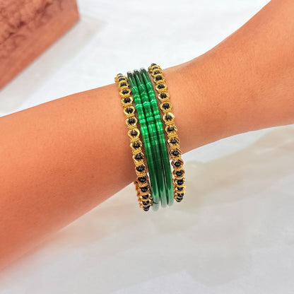Rashi Black Bead Golden Bangle