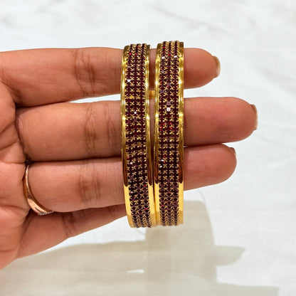 Vedika Golden Bangle With Red Stone