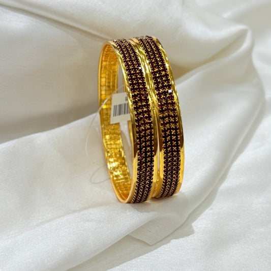 Vedika Golden Bangle With Red Stone