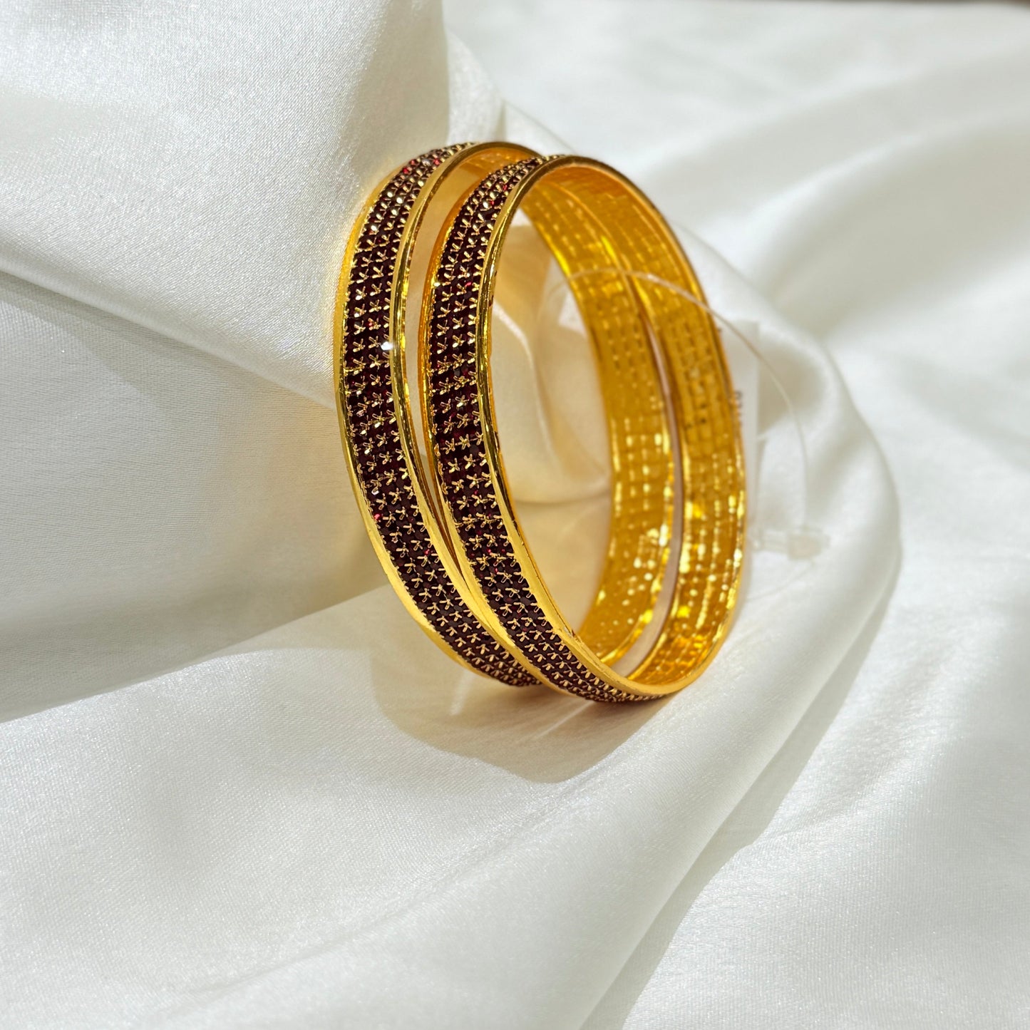 Vedika Golden Bangle With Red Stone