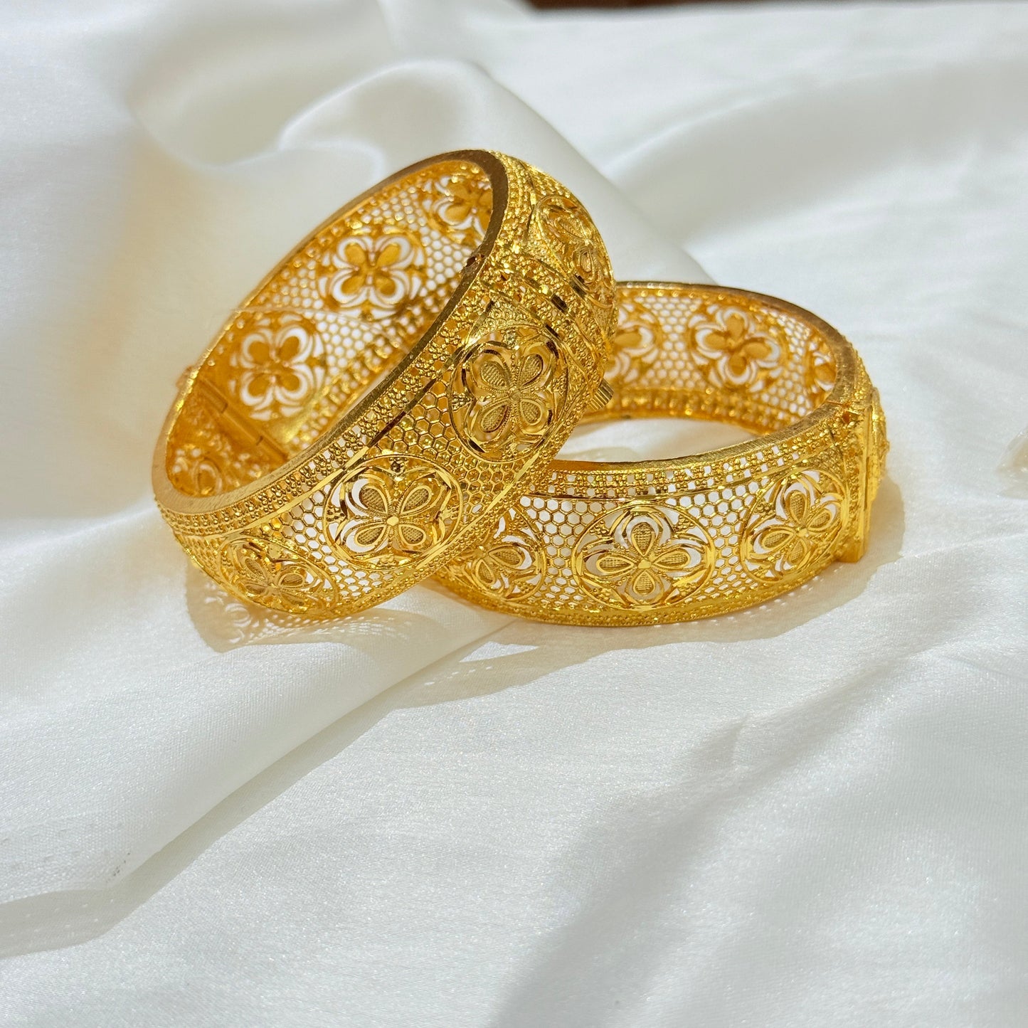 Rutika Golden Broad Bangle