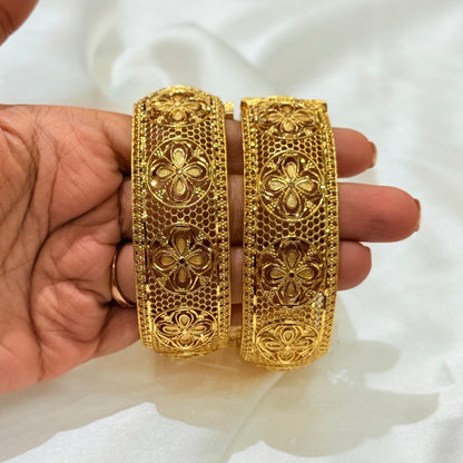 Rutika Golden Broad Bangle