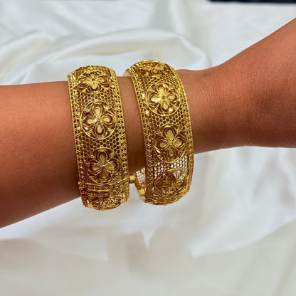 Rutika Golden Broad Bangle