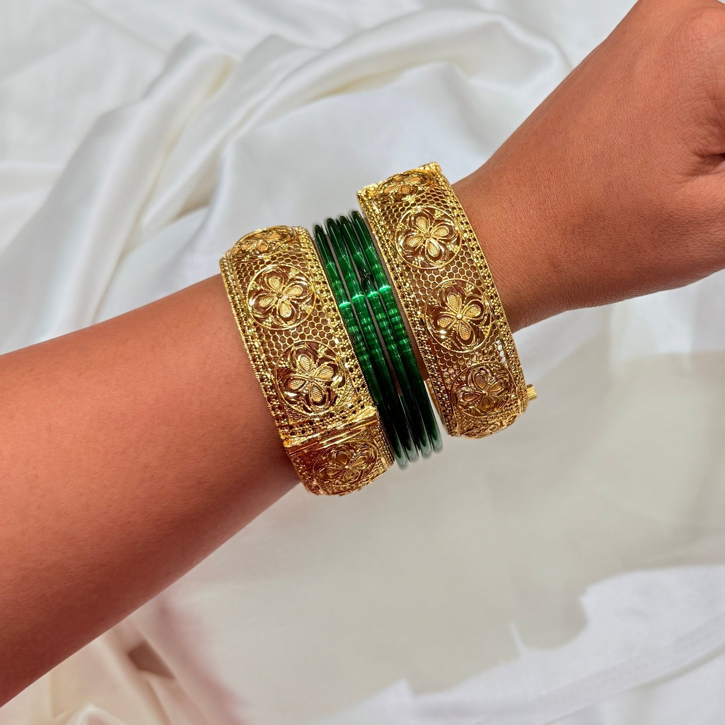 Rutika Golden Broad Bangle