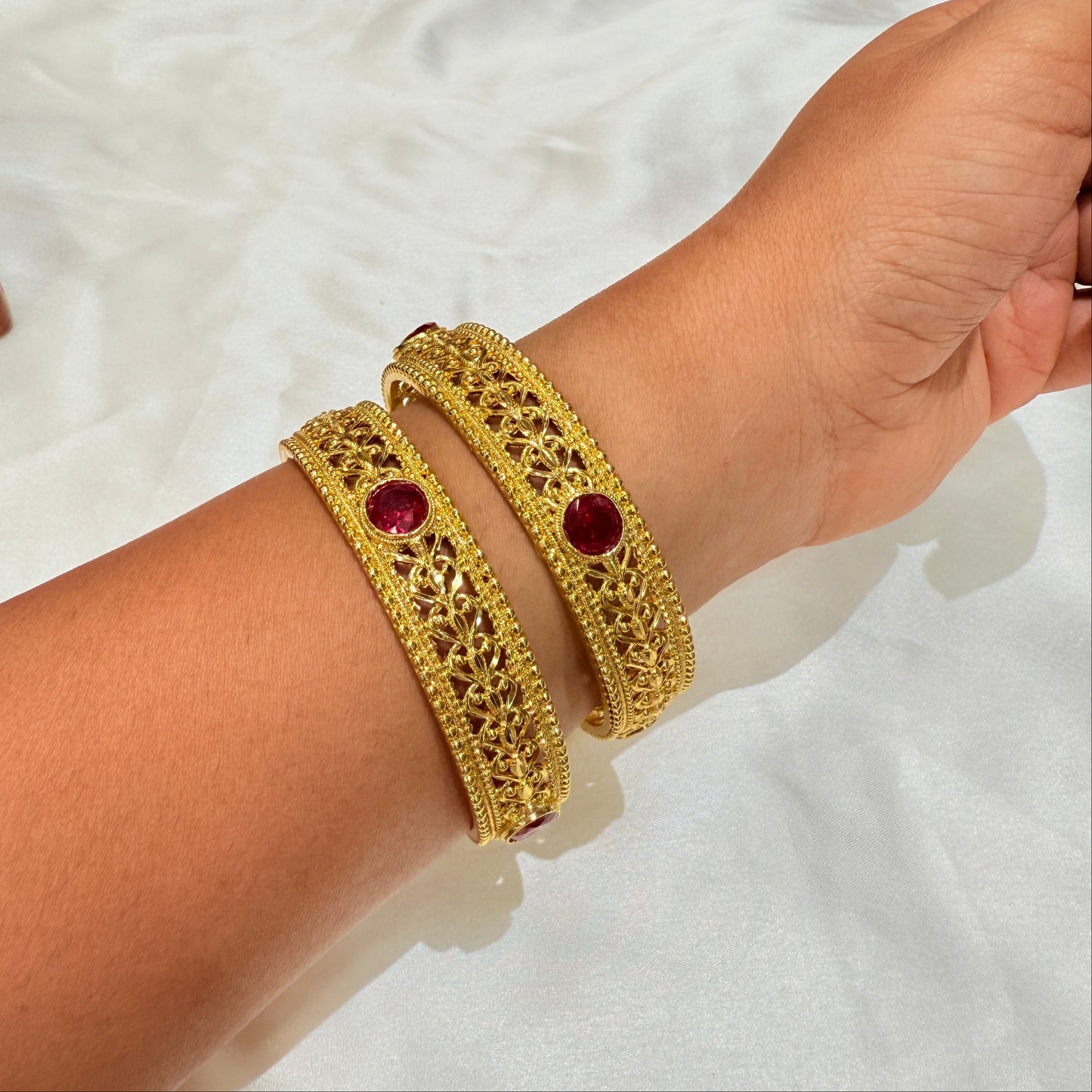 Sanskriti Red stone Golden Bangle GB710