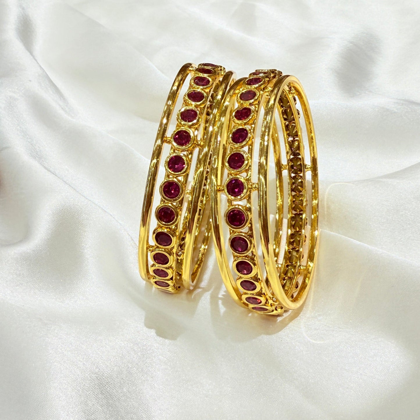 Antara Pink stone Golden Bangle GB708