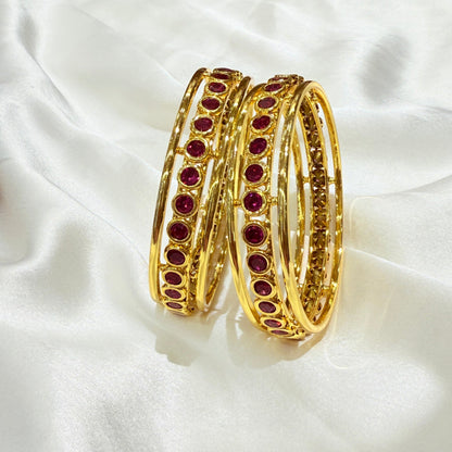 Antara Pink stone Golden Bangle GB708