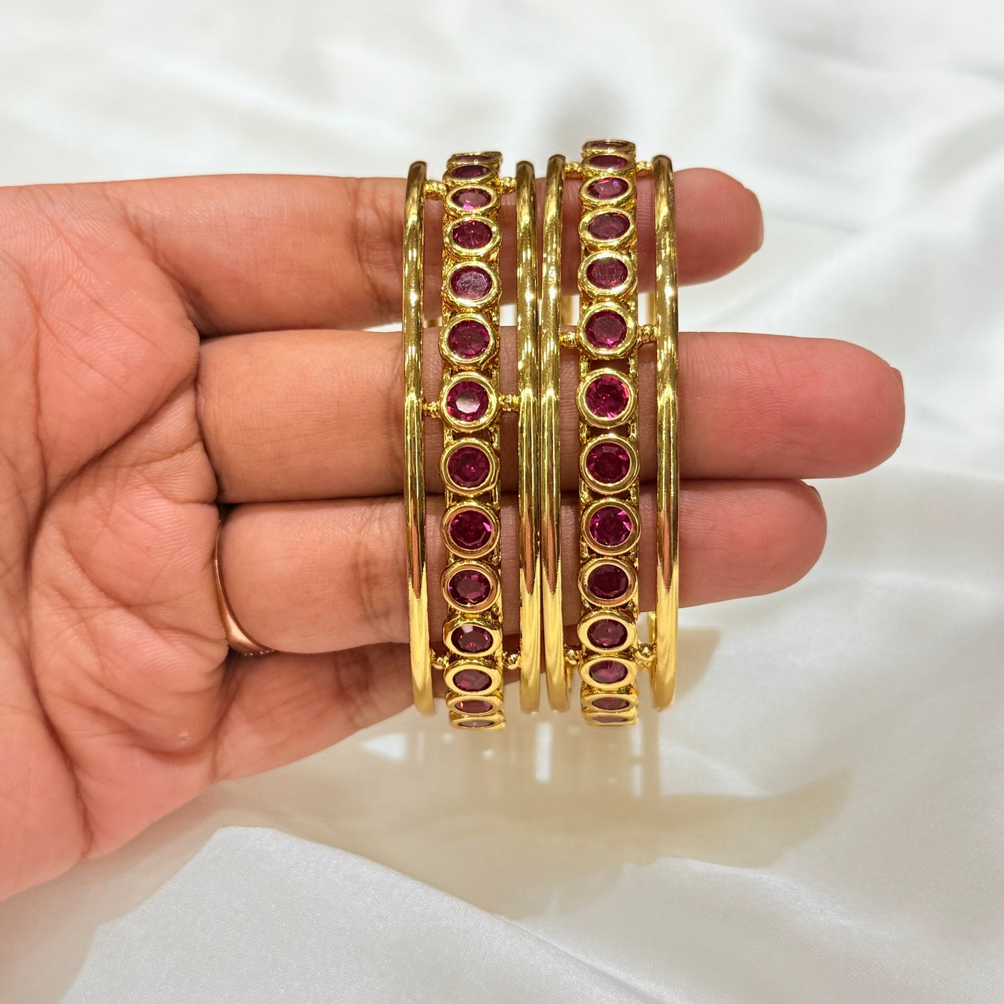 Antara Pink stone Golden Bangle GB708