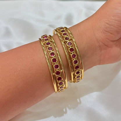 Antara Pink stone Golden Bangle GB708