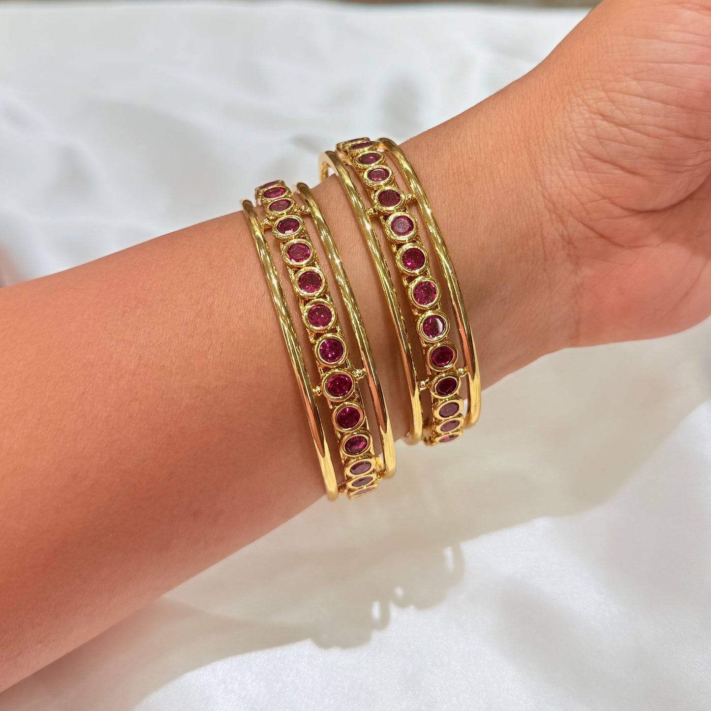 Antara Pink stone Golden Bangle GB708