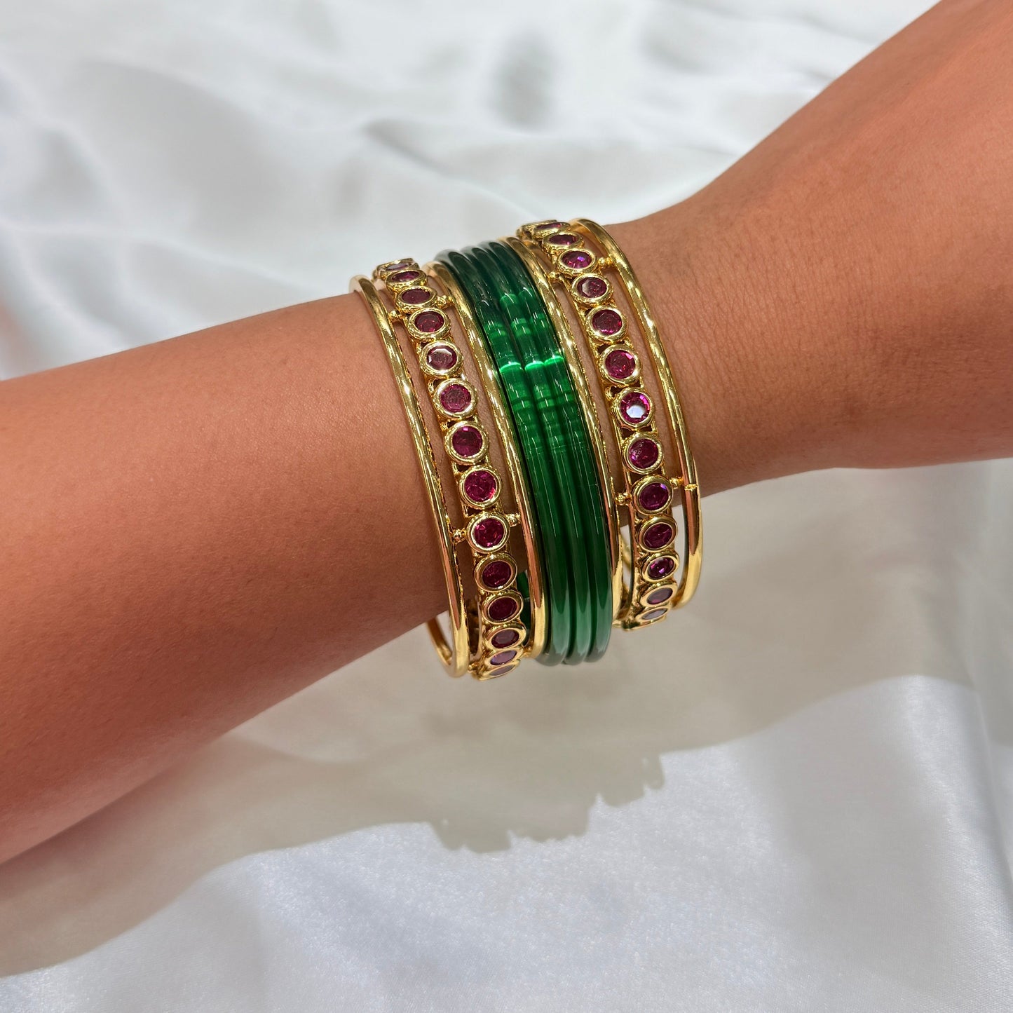 Antara Pink stone Golden Bangle GB708