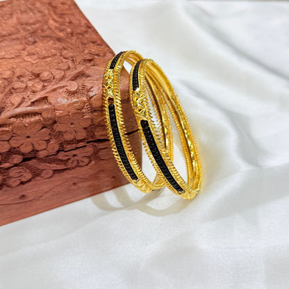 Revati Black Pirduka Golden Bangle