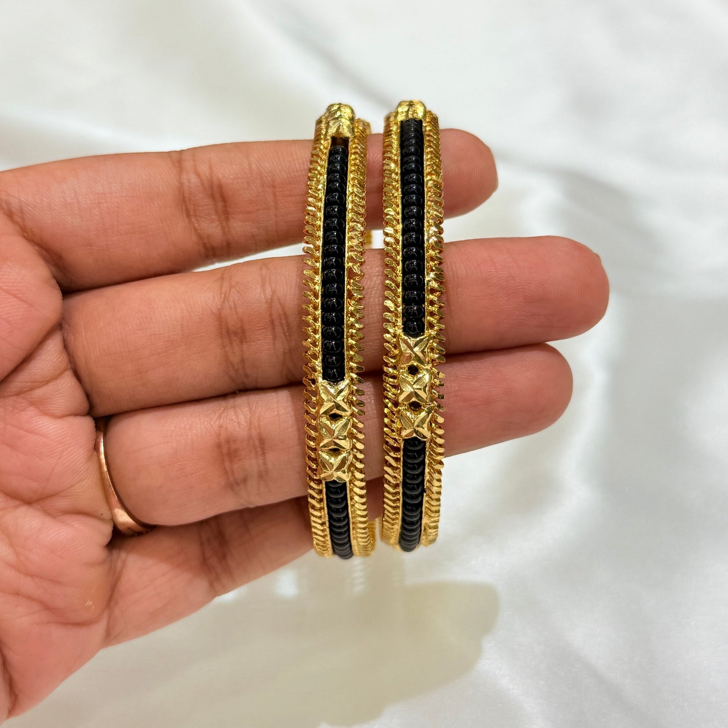 Revati Black Pirduka Golden Bangle