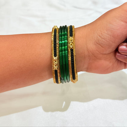 Revati Black Pirduka Golden Bangle
