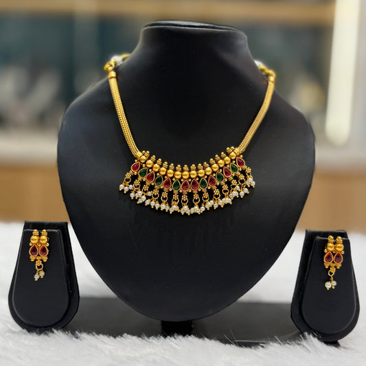 Red & Green Stone Necklace