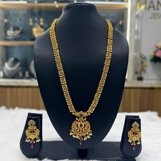 Long Diamond Necklace with Pearls