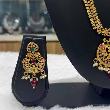 Long Diamond Necklace with Pearls