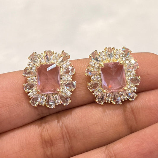 AD Snowflake Studs Pink