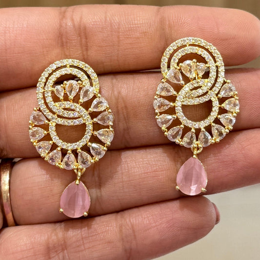 AD Golden earring with Pink Diamond