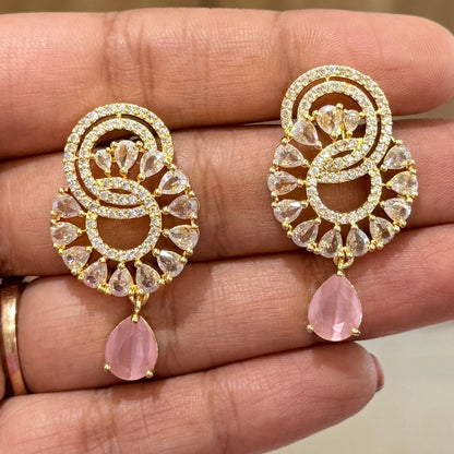 AD Golden earring with Pink Diamond