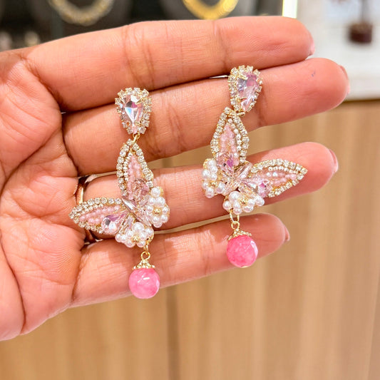 AD Pink Butterfly Earrings