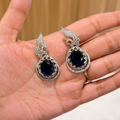 AD Oval Blue Sapphire Earring