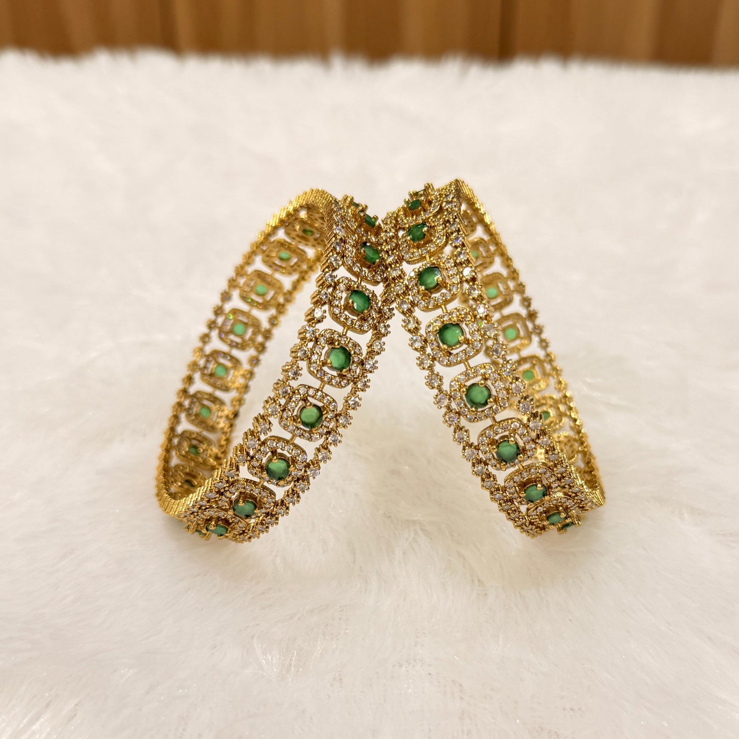 Zahra Victorian Bangle with Green Diamond