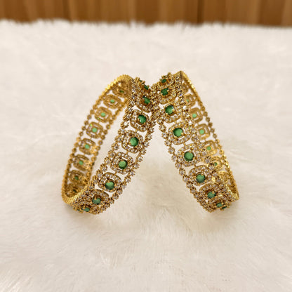 Zahra Victorian Bangle with Green Diamond