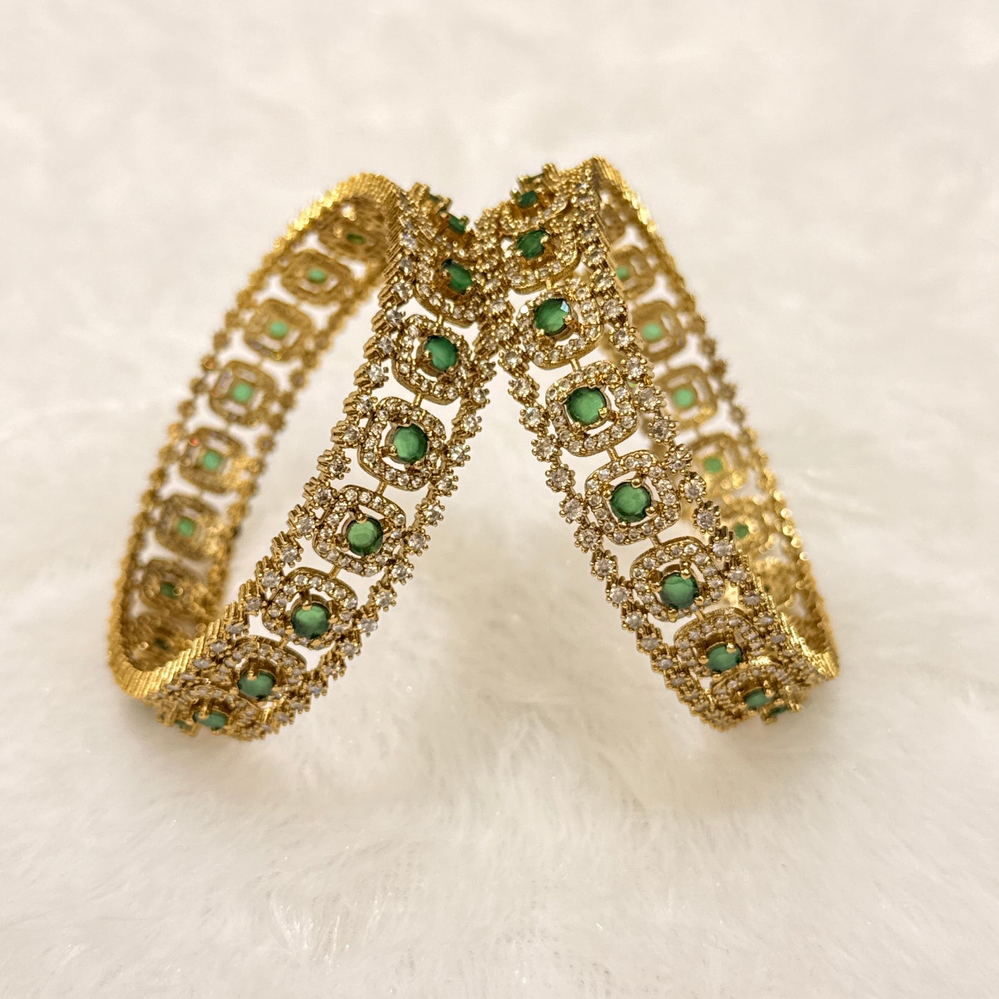 Zahra Victorian Bangle with Green Diamond