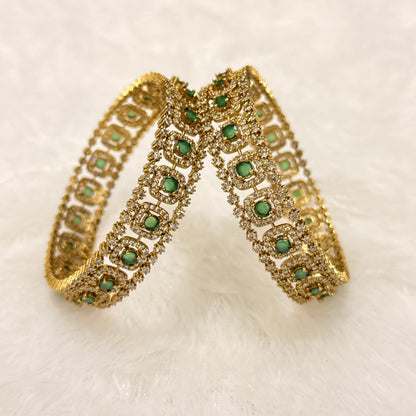 Zahra Victorian Bangle with Green Diamond