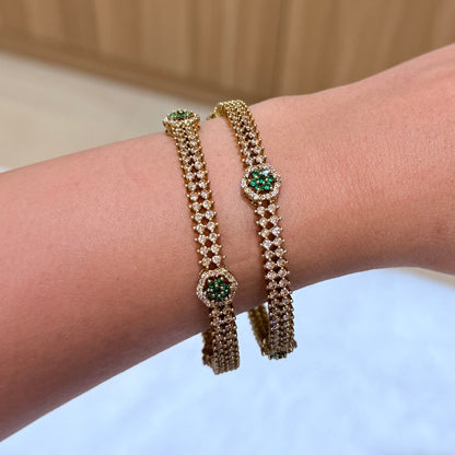 Eshani Victorian Bangle with Green Diamond