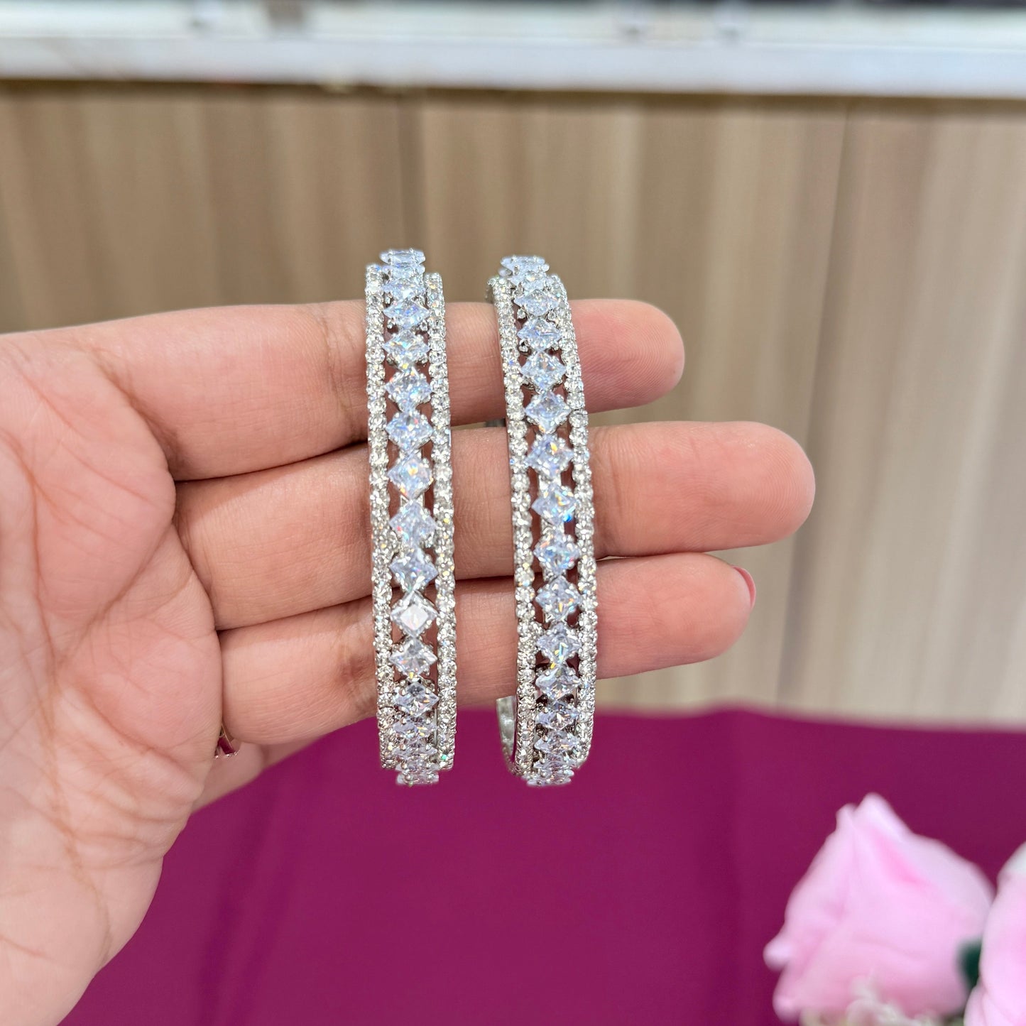 Rihana AD Bangle with Sqaure Stone