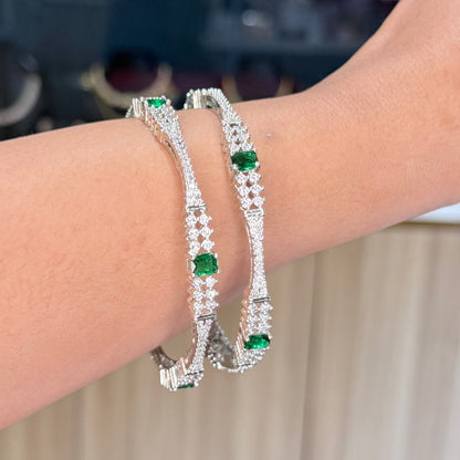 Shaina AD Bangle With Green Stone
