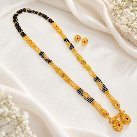 Ritika Long Mangalsutra with pendant & earrings - 35 inch