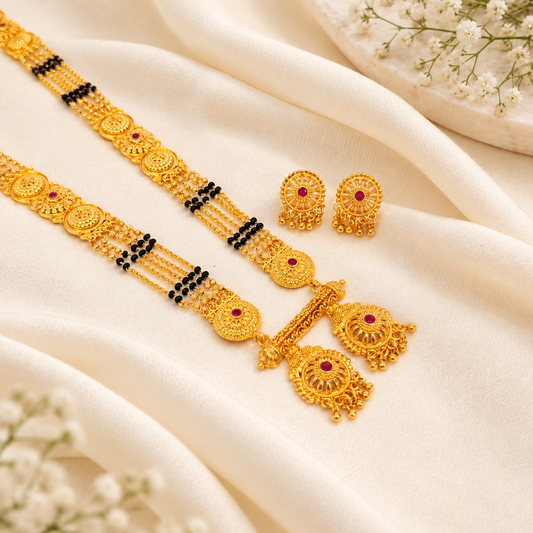 Rutvika Mangalsutra with pendant & earrings - 38 inch